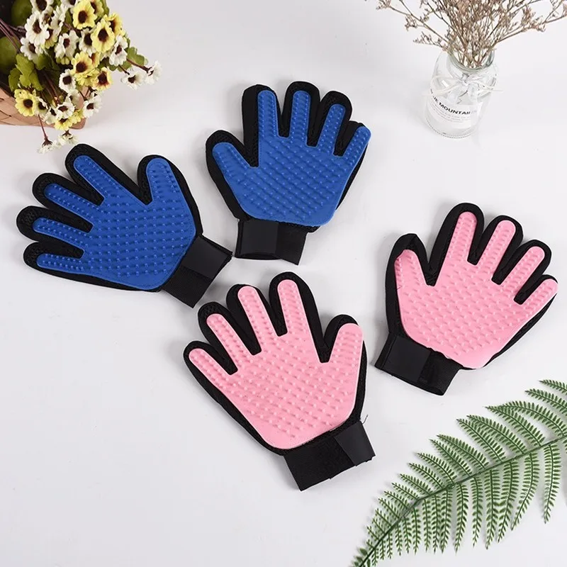 

Pet Dog Bath Massage Gloves Cat Grooming Deshedding Brush Glove Gentle Efficient Pet Dog Grooming Cleaning Brush Dog Combs