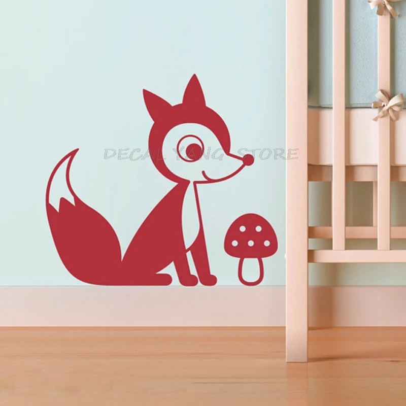 Виниловая наклейка в виде лисы для детского декора стен наклейки форме Грибов
