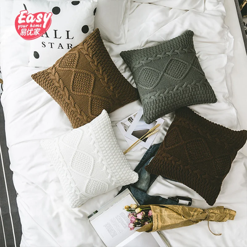 Супер мягкий ручной работы вязаная Подушка 45*45 см сплошной Цвет диван акриловые