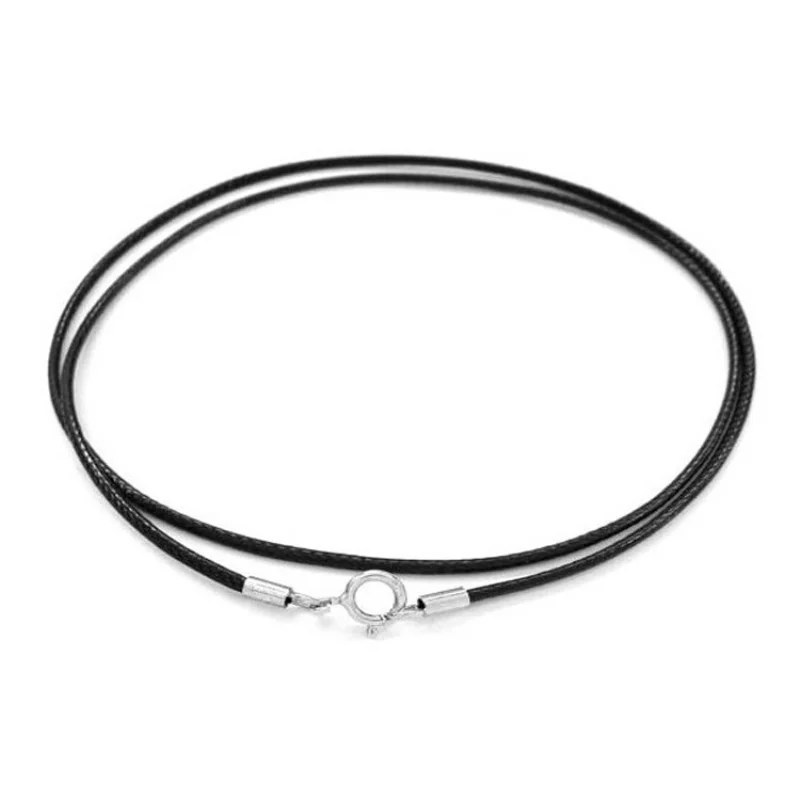 

1mm 2mm 3mm Braided Leather Cord Black Necklace Chain Stainless Steel Clasp Connector Waxed Rope for pendant making Findings