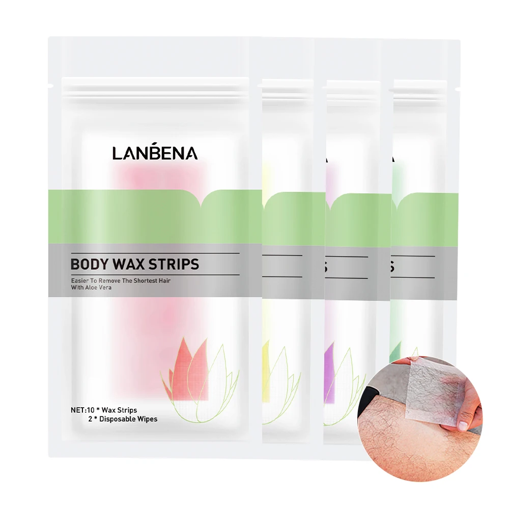 

LANBENA Body Hair Removal Wax Strips Double Side Depilation Papers Uprooted Natural Beeswax Silky Body Beauty Tools 10Pcs /Set