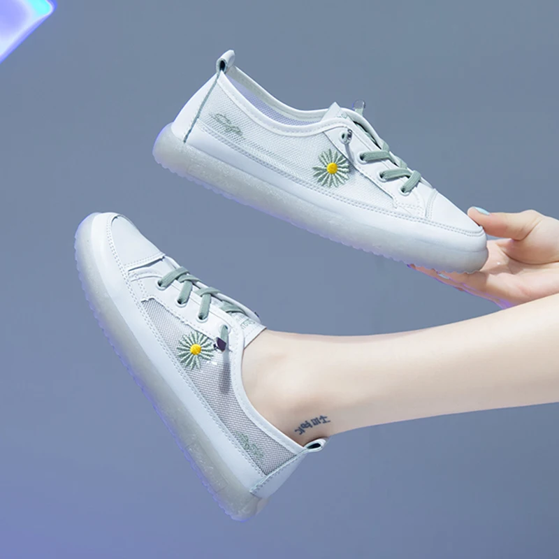 

Summer Shoes Ladies Women's Moccasins Casual Female Sneakers Round Toe Soft 2021 New Small Breathable Basic TPR Fretwork Leisure
