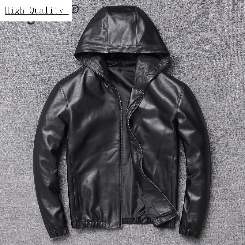 

100% Brand 2023 New Real Sheepskin Coat Men Autumn Winter Clothes 2023 Streetwear Genuine Leather Jacket Hooded Coat 1978