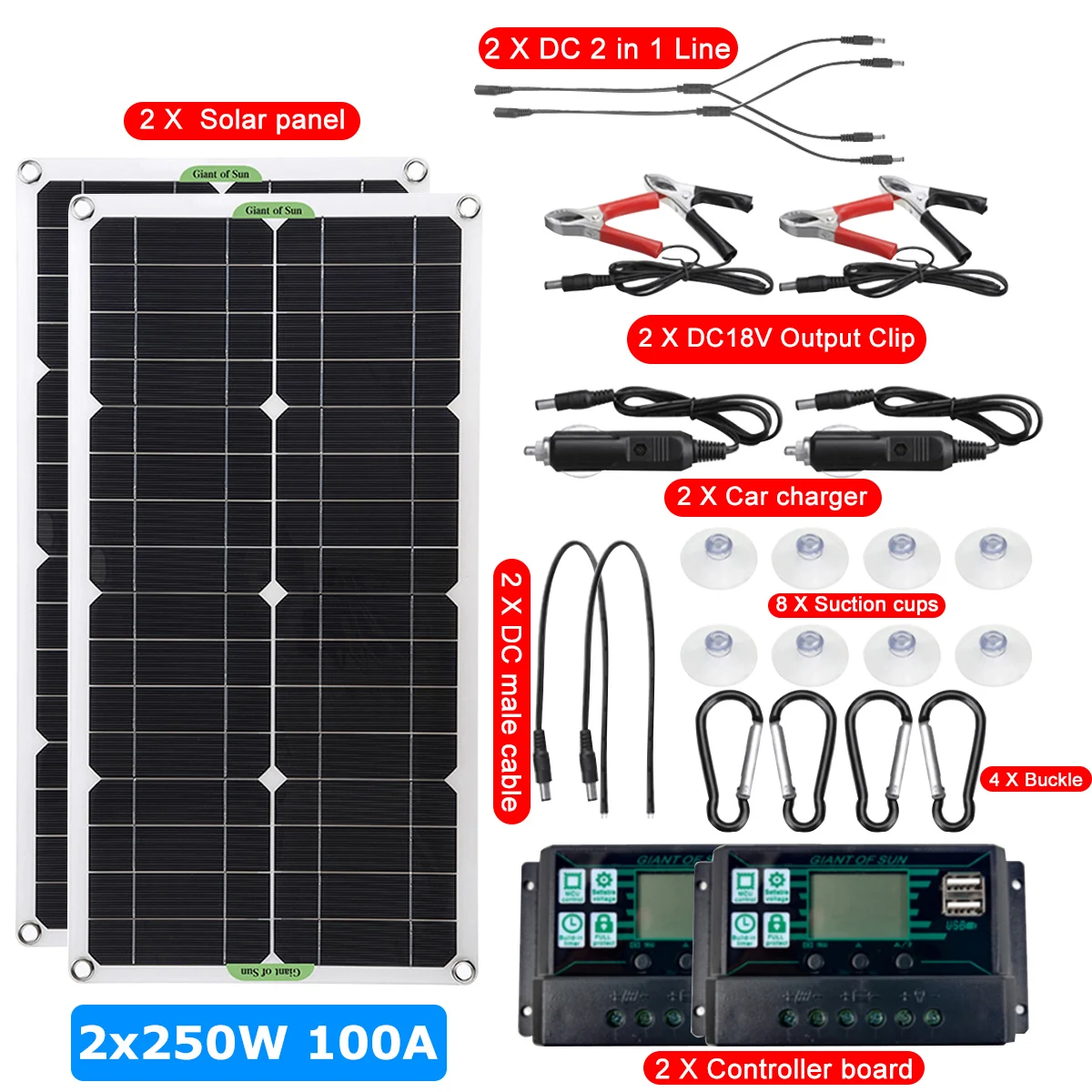 200W/500W Панели солнечные комплект 12V usb камера с флеш картой памяти 10/30/60/100A