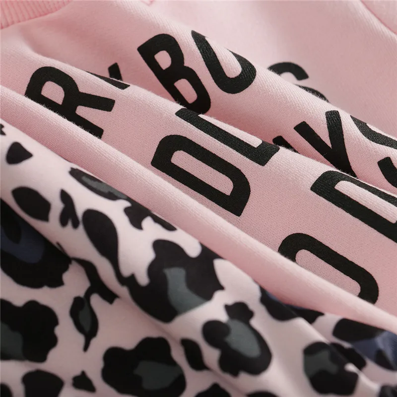 

Winter Autumn Newborn Baby Girl Leopard Print Tracksuit Letters Pullover Top Pants Headband Outfit Clothes Set 0-24M