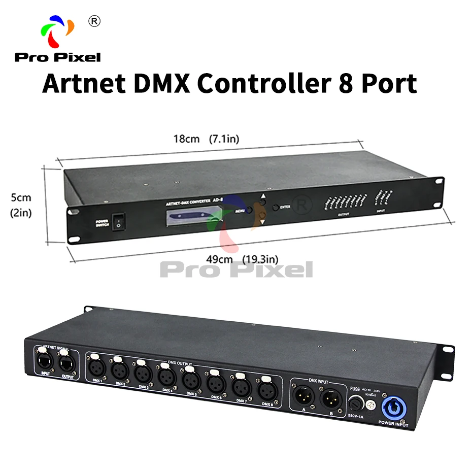 Artnet Dmx управление Лер 8-портовый преобразователь выход 8x512 4096 каналов 3PIN или 5PIN можно выбрать для Satge Dj светильник управления