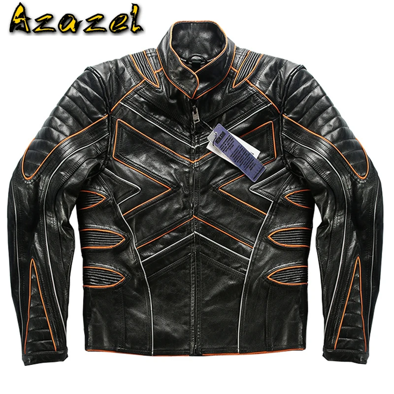 

Мужская зимняя куртка из натуральной кожи со звездами