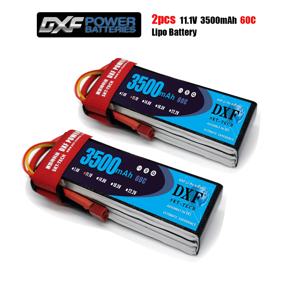 2 шт. DXF lipo аккумулятор 3S 11 1 В 3500 мАч 4200 7000 8000 60C 110C для 1/10 1/8 RC Car FPV вертолет