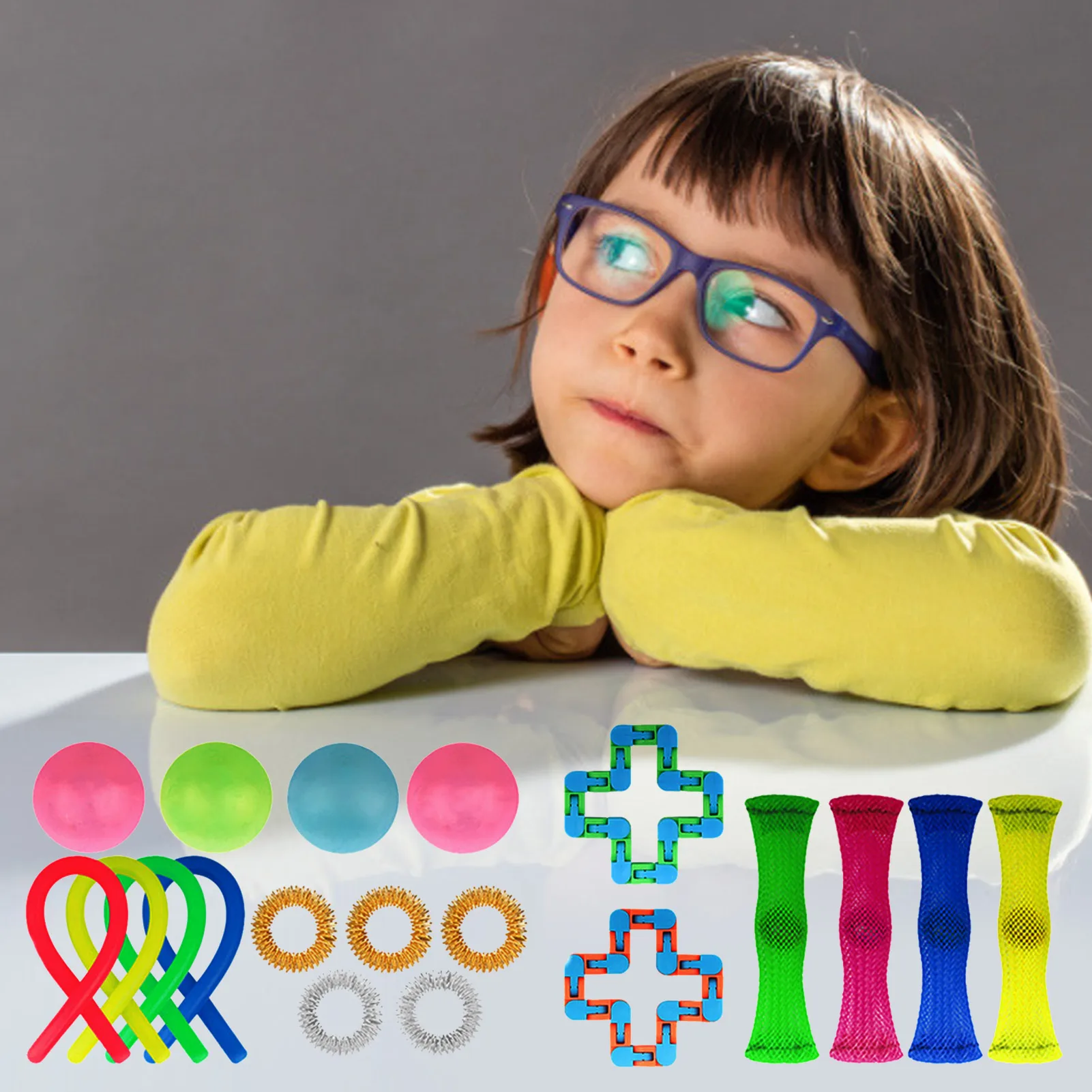 

Fidget Sensory Toy Set Noodle Rope Toy Autism Anxiety Stress Relief Sensory Toy Fidget Toys For Kids Adults