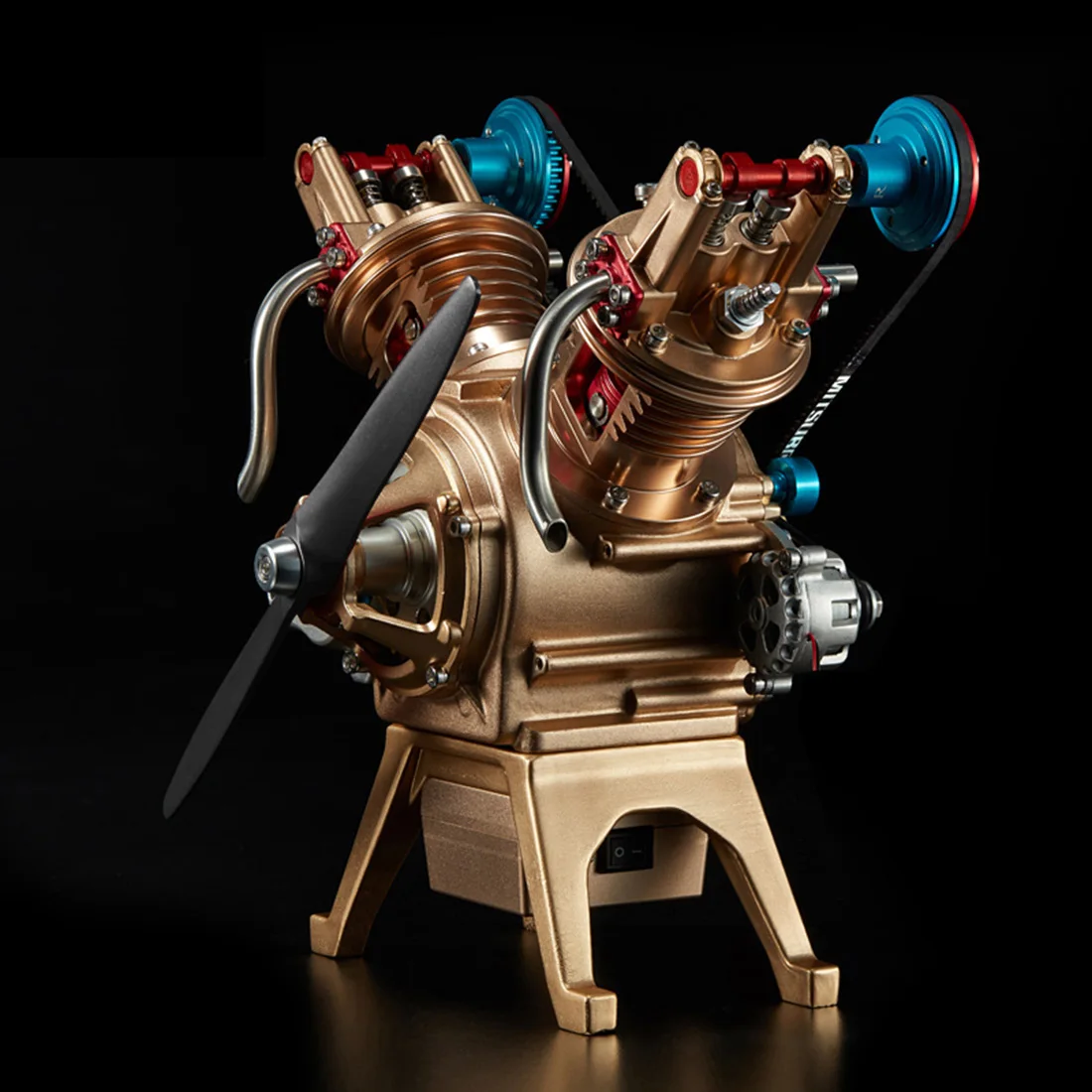 Цельнометаллическая сборка мини V2 Модель двигателя автомобиля ручной двухцилиндровый двигатель модель комплект украшение для дома, кафе подарок для взрослых