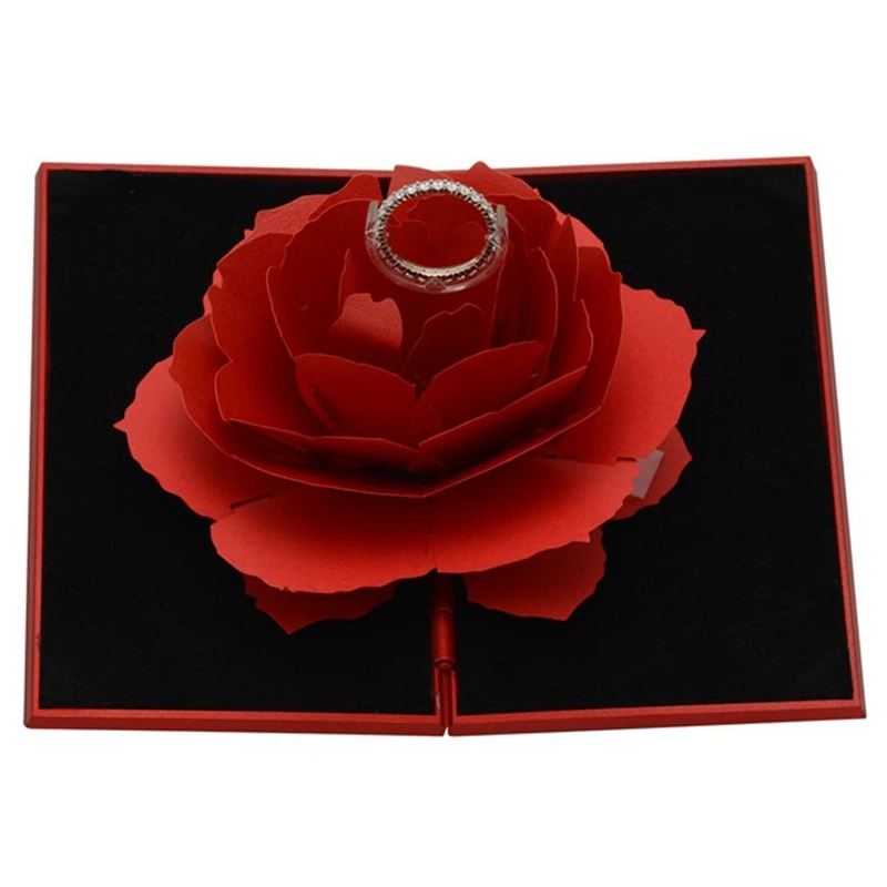 Горячая Распродажа Свадебная коробка с вращающимся розовым кольцом прекрасная
