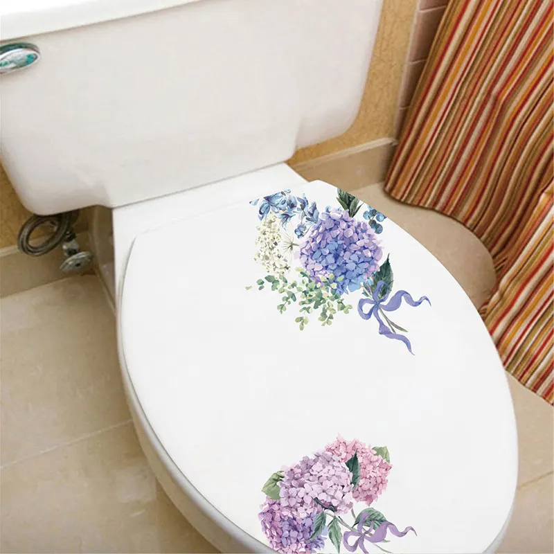 Новые стильные красочные цветы роза пион красивые наклейки на стену унитаз в