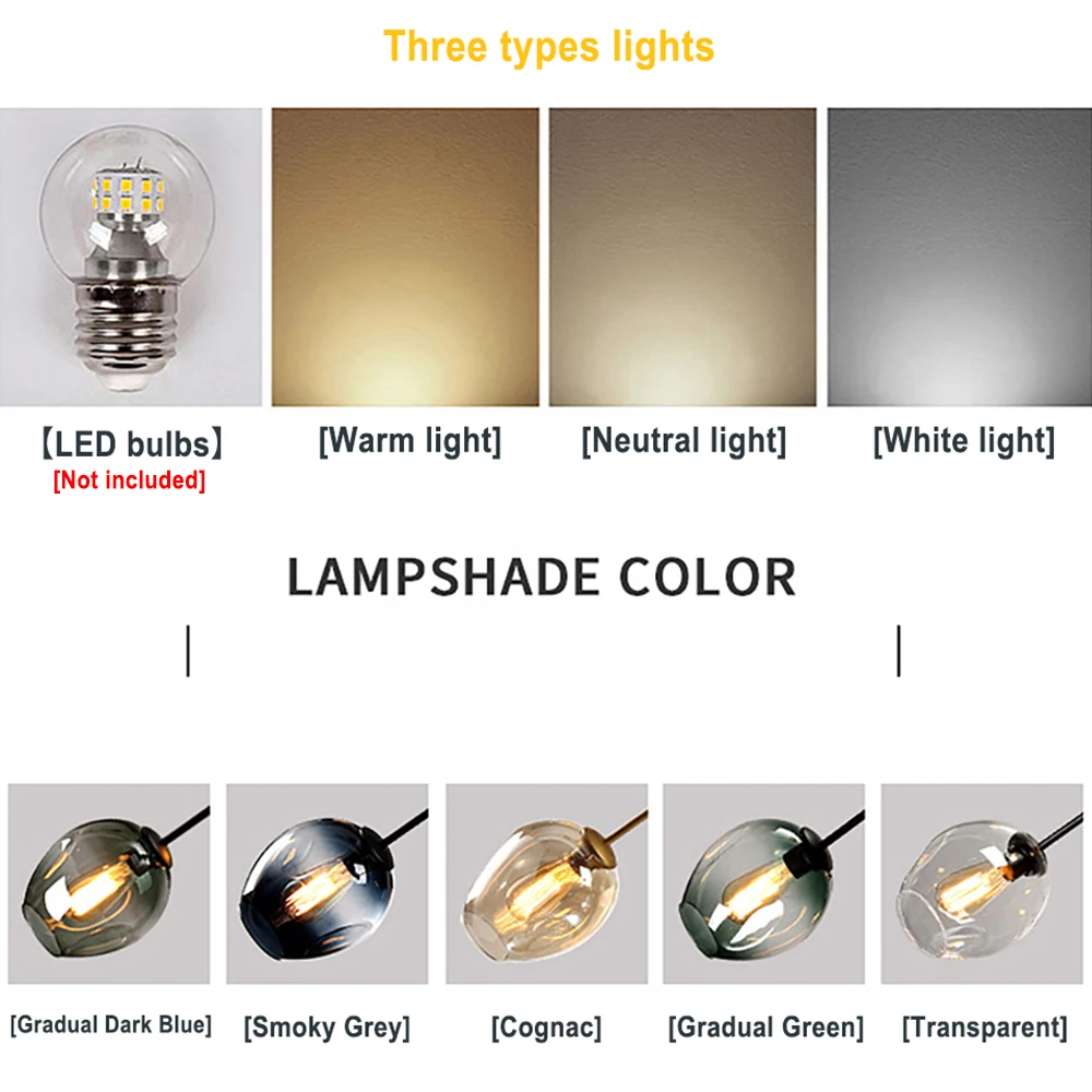 Люстра из прозрачного стекла в скандинавском стиле Современный домашний декор