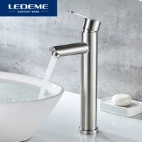 ledeme stainless steel basin faucet bathroom faucet hot cold mixer tap single hole countertop installation basin faucets l71103