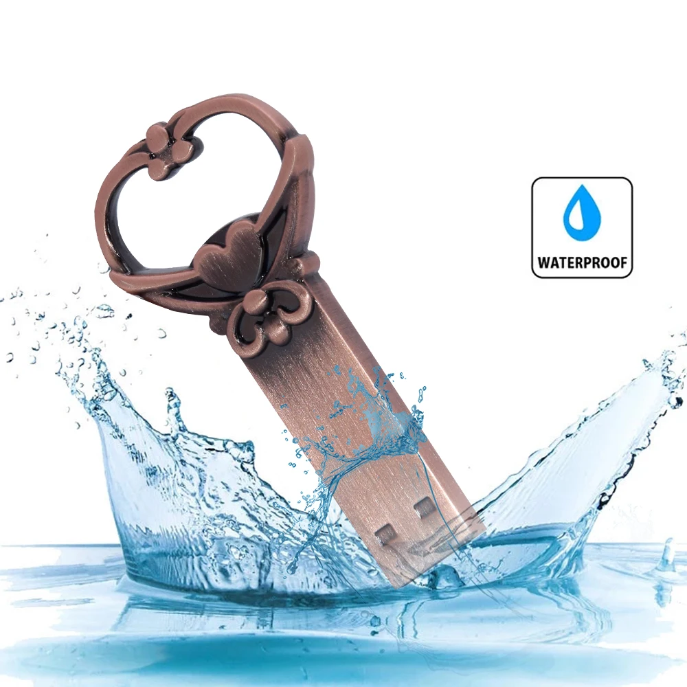 Toilored Logo Pen Drive Metal Pure Copper Heart Key Gift USB Flash Stick 4gb 8gb 16gb 32gb 64GB Thumb | Компьютеры и офис