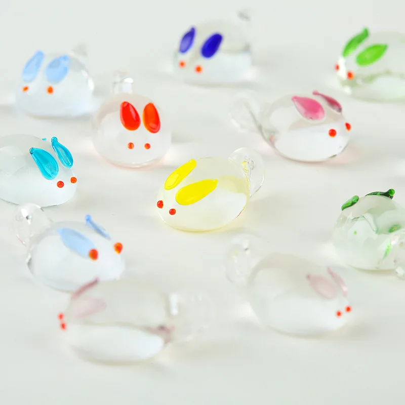 

12x20mm Rabbit Shape Handmade Lampwork Glass Loose Beads for Jewelry Making DIY Crafts Findings