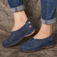 pure color hollow slip on large size casual single shoes womens 2021 fall new fashion comfortable all match loafer shoes women