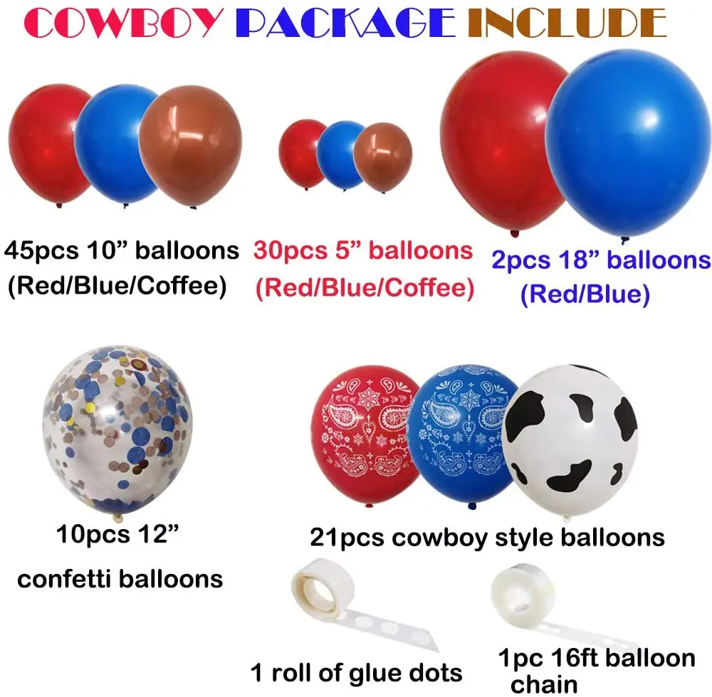 

Western Cowboy Party Balloons Arch Garland, Cowboy Latex Balloons Coffee Confetti Balloon for Birthday Party Shower Party