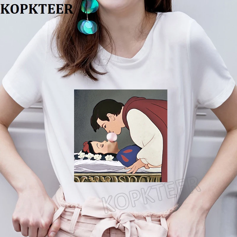 18White Женская одежда, футболка, Femme, Harajuku, футболка, принцесса, рисунок, графический Рисунок, футболки, уличная одежда, топы, корейский стиль, Винтаж, Camiseta Mujer - Цвет: 18White