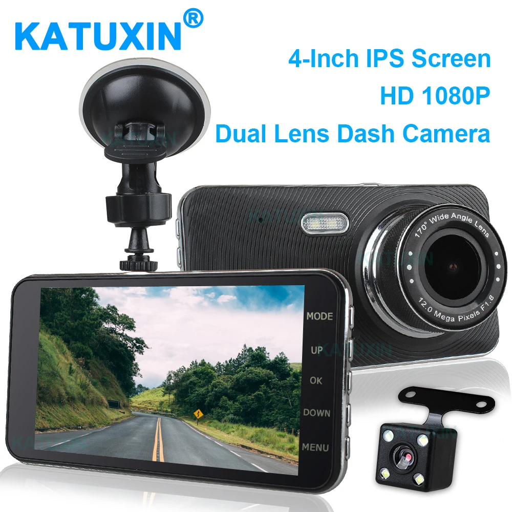 KATUXIN 4 &quot1080P скрытый видеорегистратор с двумя объективами Автомобильный