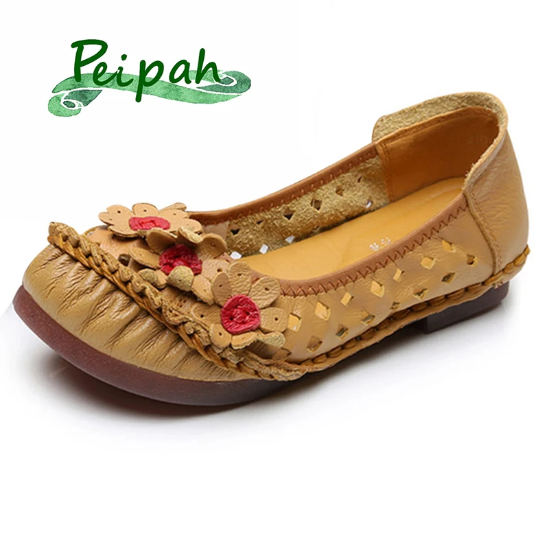 Женские лоферы из натуральной кожи с вышивкой на плоской подошве|Обувь без