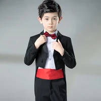 child suit boy wedding baby formal dress children tailor made kids blazer tuxedo black swallowtail