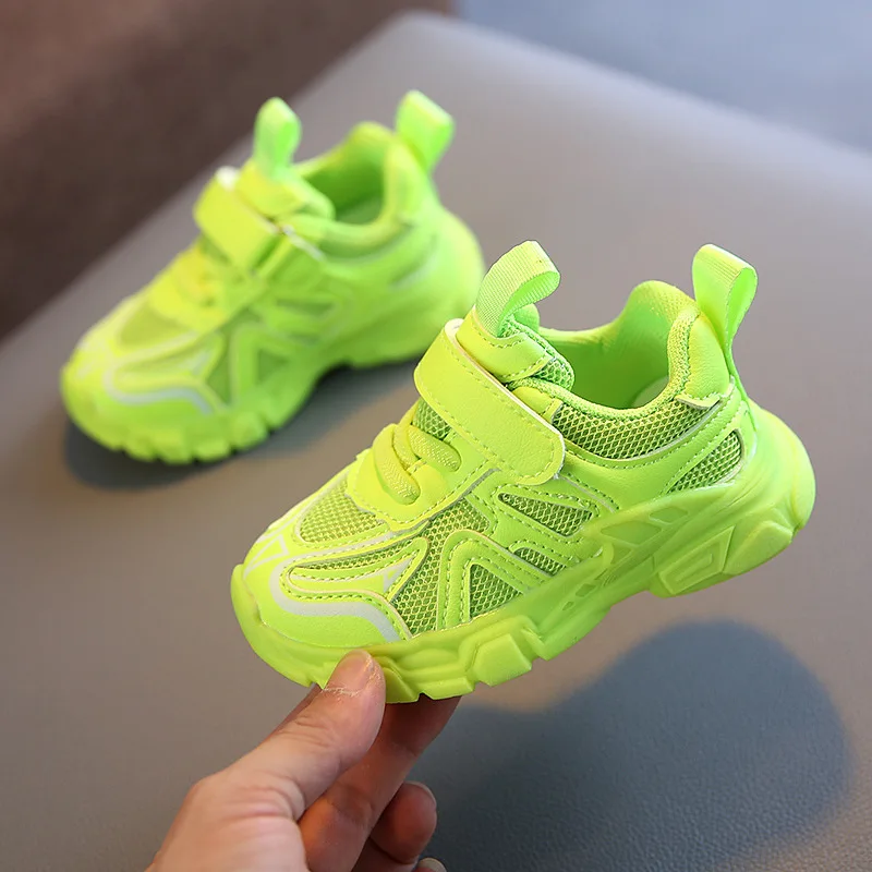 

2021 Children Green Air Mesh Sneakers for Toddler Baby Little Girls Boys Breathable Casual Running Sports Shoes High Quality