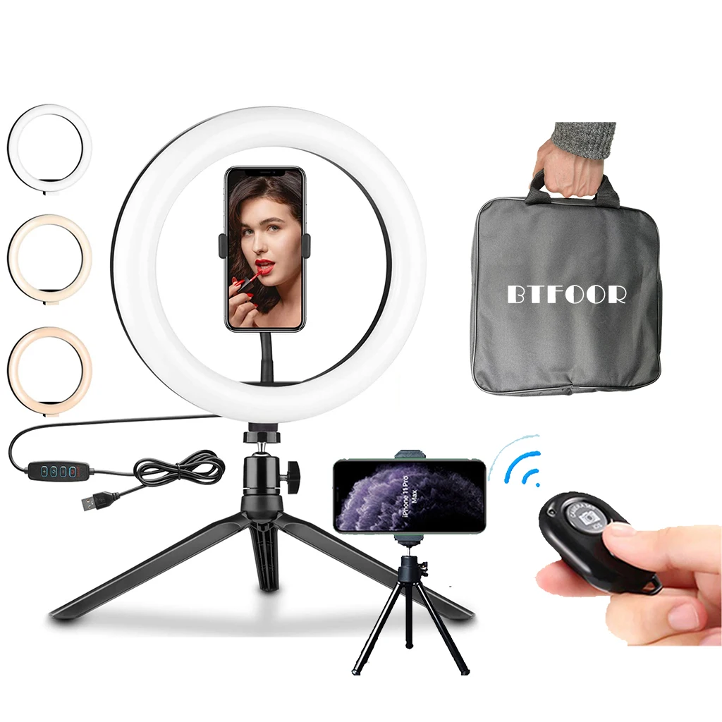 

Photography Fill Ringlight Phone 26/16CM Lighting Tripod Stand Photo Led Selfie Ring Light Remote Control Lamp Youtube Live
