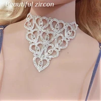 womens fashion shining crystal rhinestone heart necklace jewelry bridal wedding statement bib necklace jewelry neck accessories