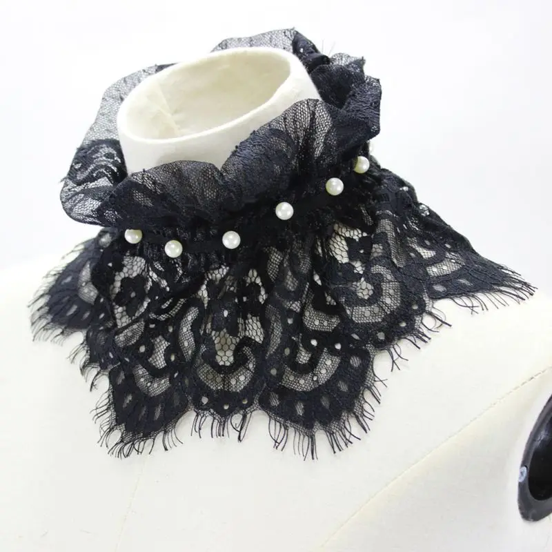 Плиссированные оборки воротник с имитацией жемчуга ожерелье чокер| |