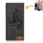 Модный дизайнерский Длинный кошелек для мужчин и женщин, тонкие бумажники двойного сложения, индивидуальная гравировка, фото, подарок на день отца, день рождения, юбилей