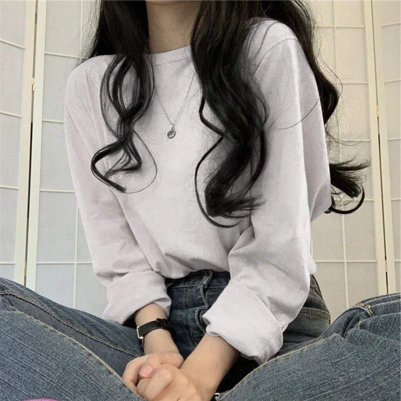 

Korean-style Ins Hem Ripped Long Sleeve T-shirt Female Plus-sized Versatile Velvet Padded Bottoming Shirt Mid-length Thick Warm