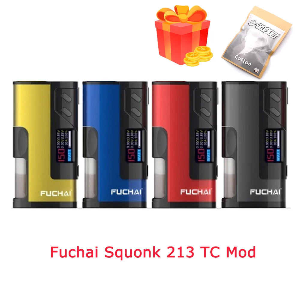 Электронная сигарета Fuchai Squonk 213 TC Mod 150W fit 21700 20700 18650 батарея 510 нить атомайзер vape