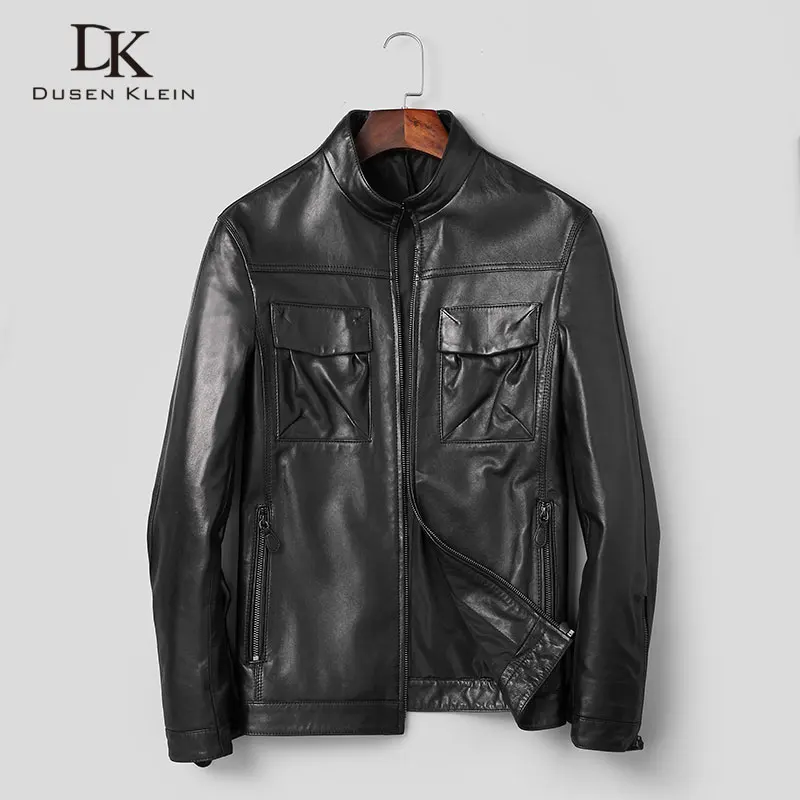 

Genuine Leather Men Jacket Real Sheepskin Jackets Casual Short Black Pockets 2021 Autumn New Jacket for Man t1950