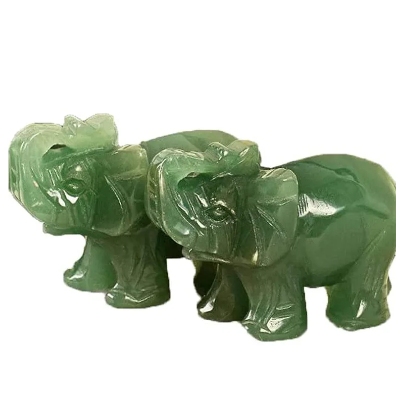 Счастливый Слон зелёный авантюрин нефрит стон Fortune Feng Shui Статуэтка женщины в офис