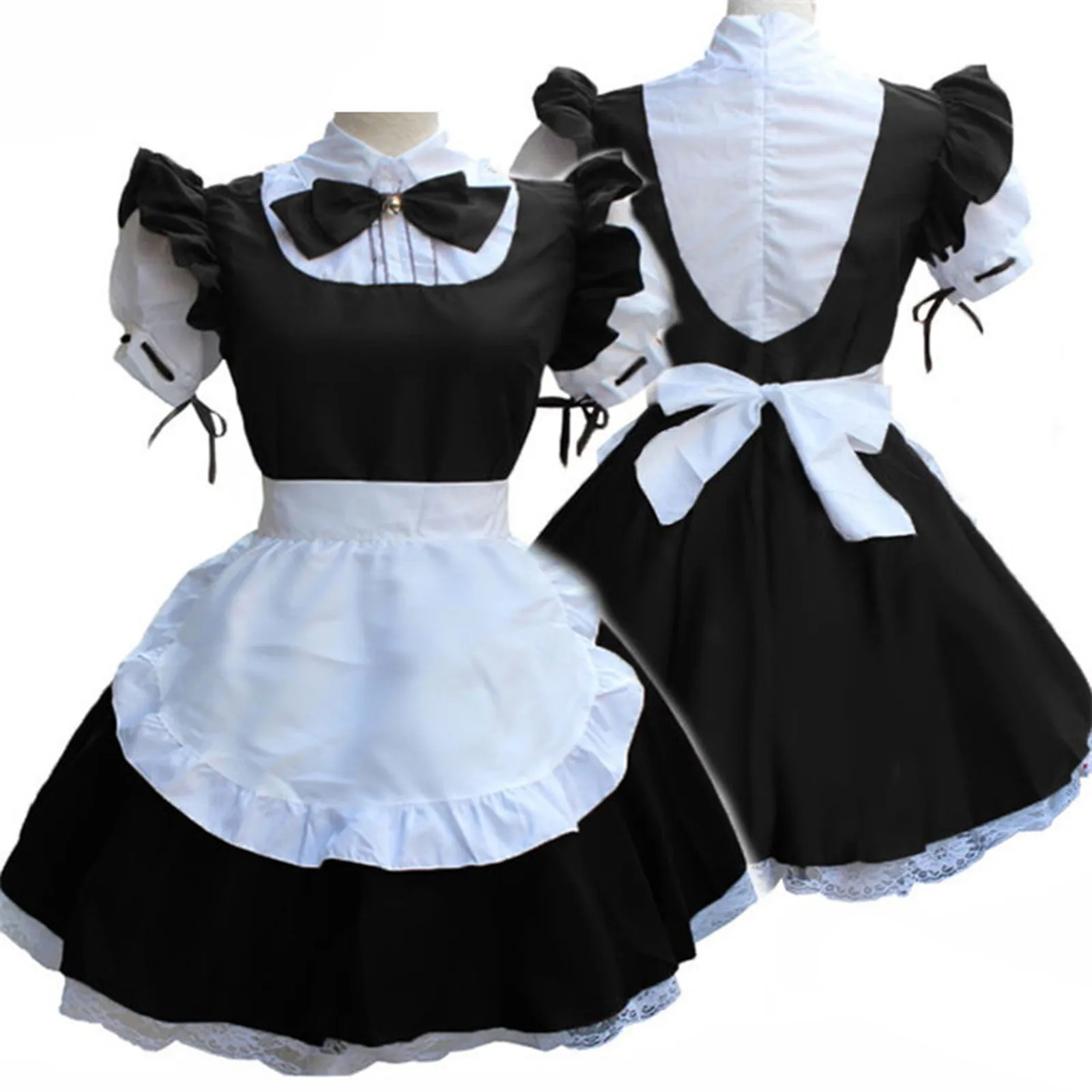 

2021 черный милый косплей костюм горничной в стиле "Лолита", платье французской горничной, женский головной убор из Амина, фартук с искусствен...