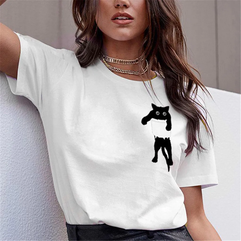 

Plus Size Women Harajuku T Shirt Summer Cotton Print Top Short Sleeve Animals Tshirt Woman Y2k Tops Clothes