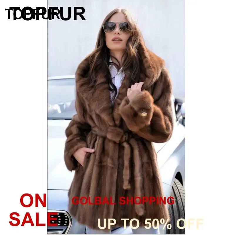 Новинка 2019 женская шуба из натурального меха норки с большим капюшоном в