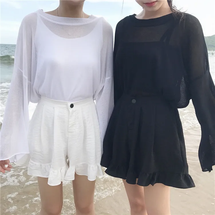 Расклешенные с широкими штанинами шифоновое короткое рюшами и высокой талией