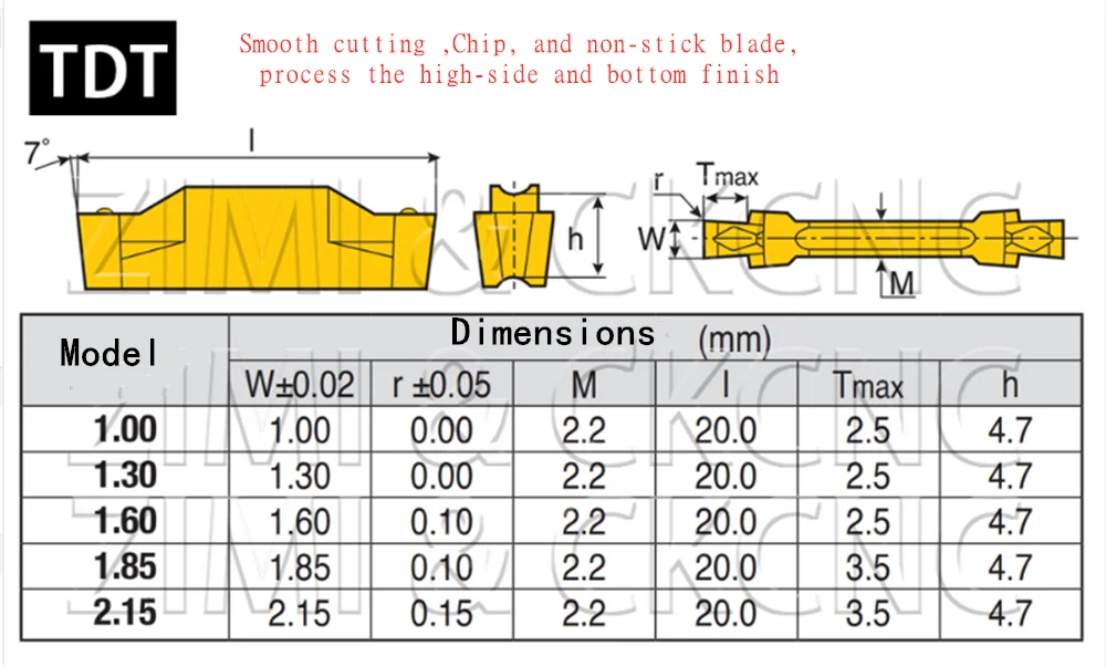Держатель инструмента для резки и канавок обломки чипов TDC2/TD3/TDC4/TDT2/TDJ2/TDJ3 TT9030 TT9080 |