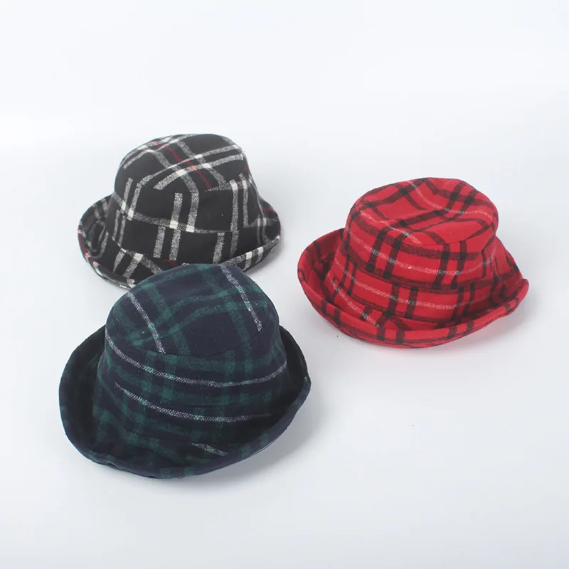 Outdoor Vacation Hat Cap Lady Panama Lattice Woolen Cloth Winter Bucket For Women Girl Solid Thickened Soft Warm Fishing | Аксессуары