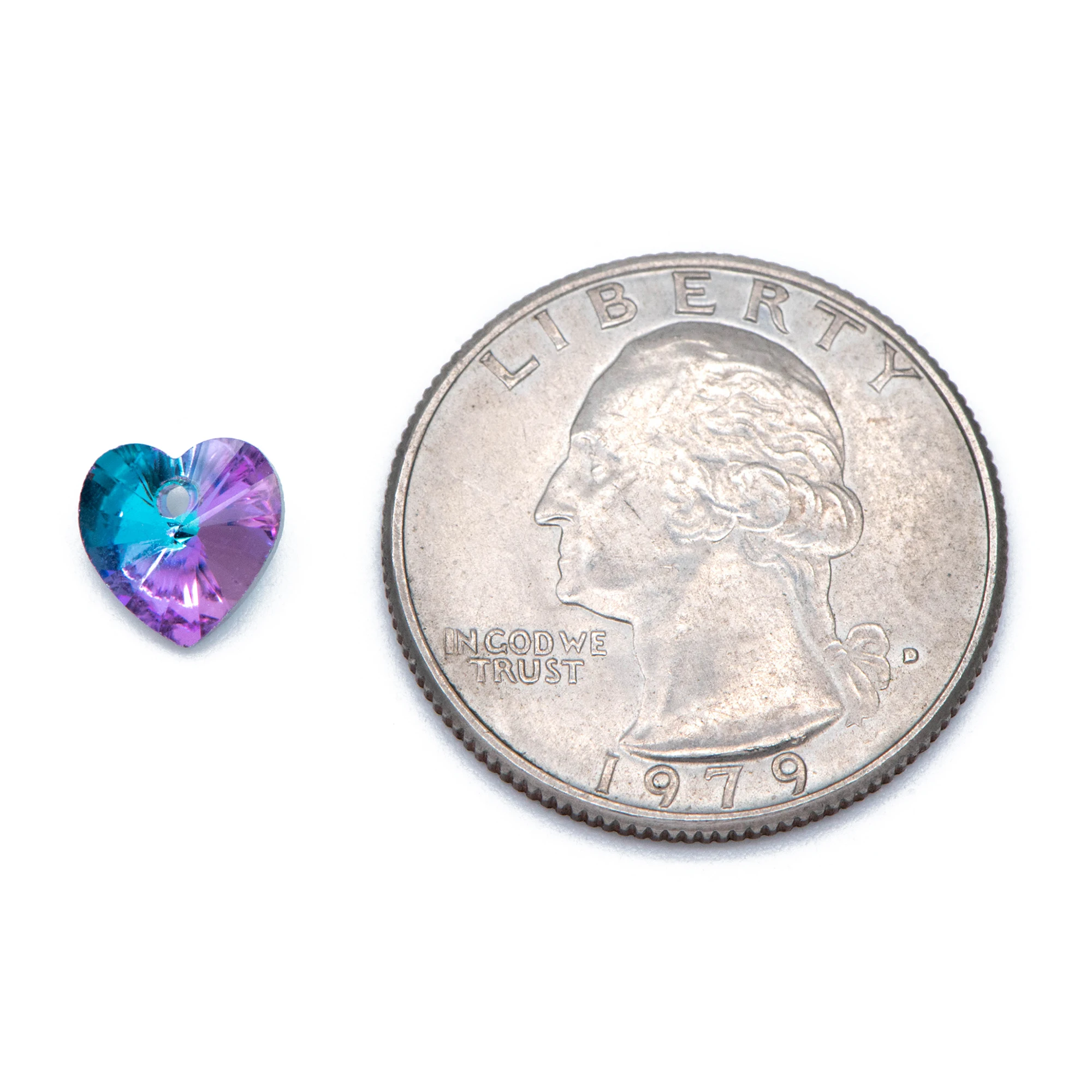

20pcs Crystal Faceted Heart Beads 8mm, Sparkly Glass Heart Charms For DIY Jewelry Making , Purple Blue Sparkle (TS108-1)