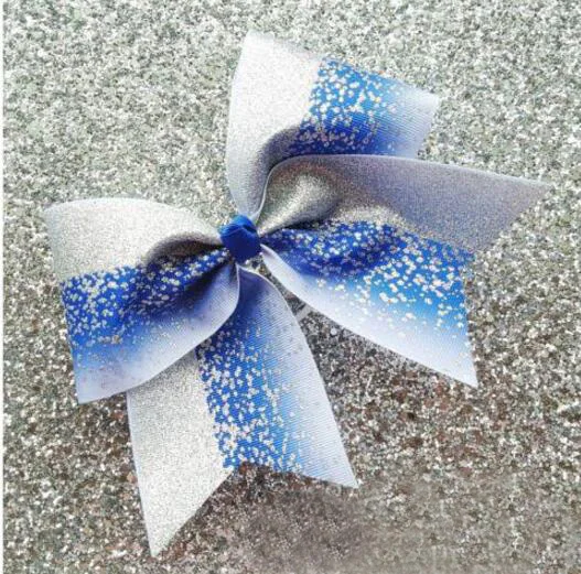 Новый Блестящий бант для волос с эффектом омбре сине Серебряный танец Черлидинга