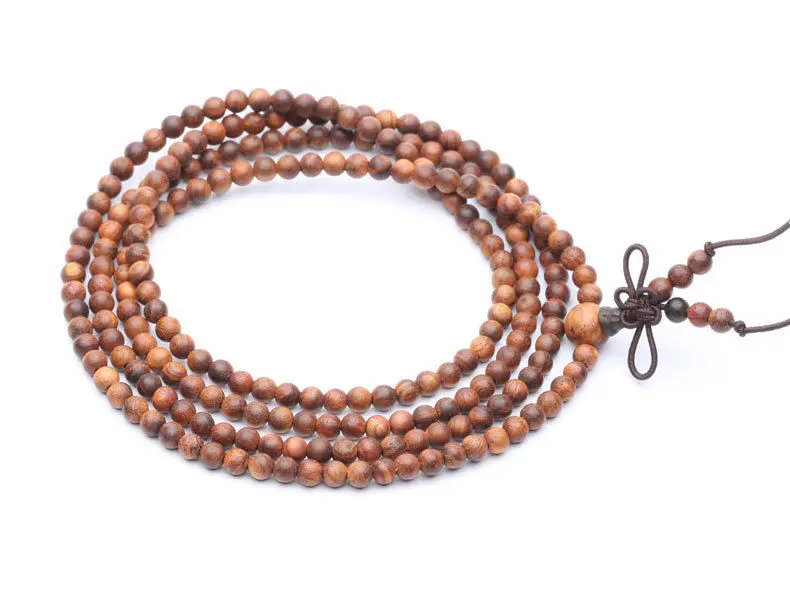 4 мм Тибетский буддизм 216 желтое розовое дерево Молитвенное колье|mala necklace|mala bead