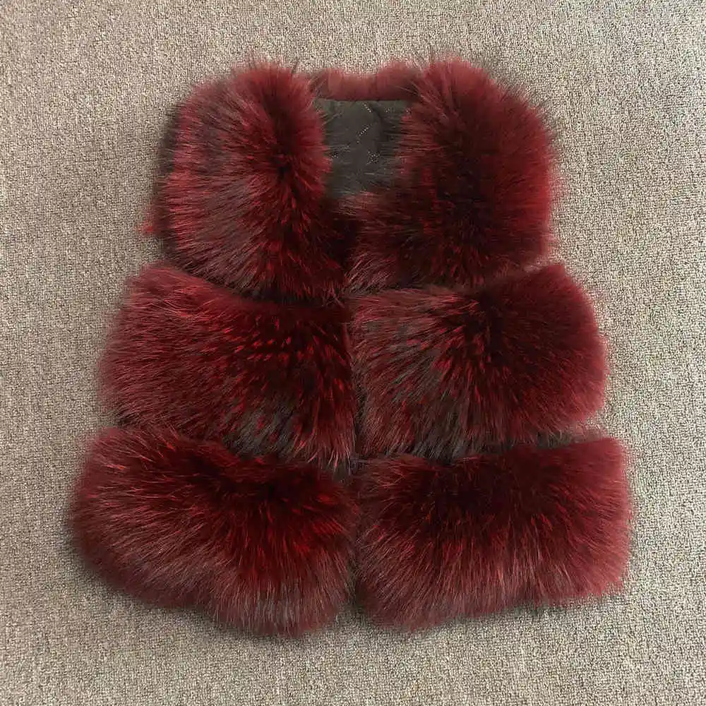 Wine Red JKKFURS Модный стильный женский жилет из натурального меха енота Зимний толстый теплый модный жилет 3 ряда S1150B - Цвет: Wine Red