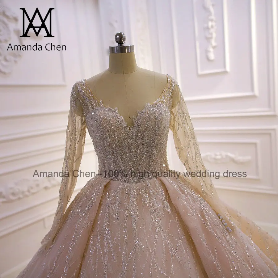 Роскошное блестящее свадебное платье vestito da sposa на заказ с длинным