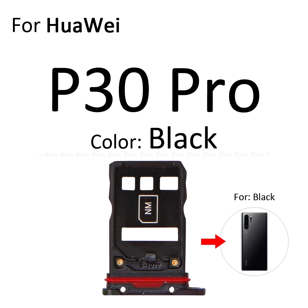Высокое качество Micro SD/Sim карты лоток гнездо адаптер для HuaWei P30 Pro Lite Разъем Держатель Слот ридер детали контейнера - Цвет: For P30 Pro Black