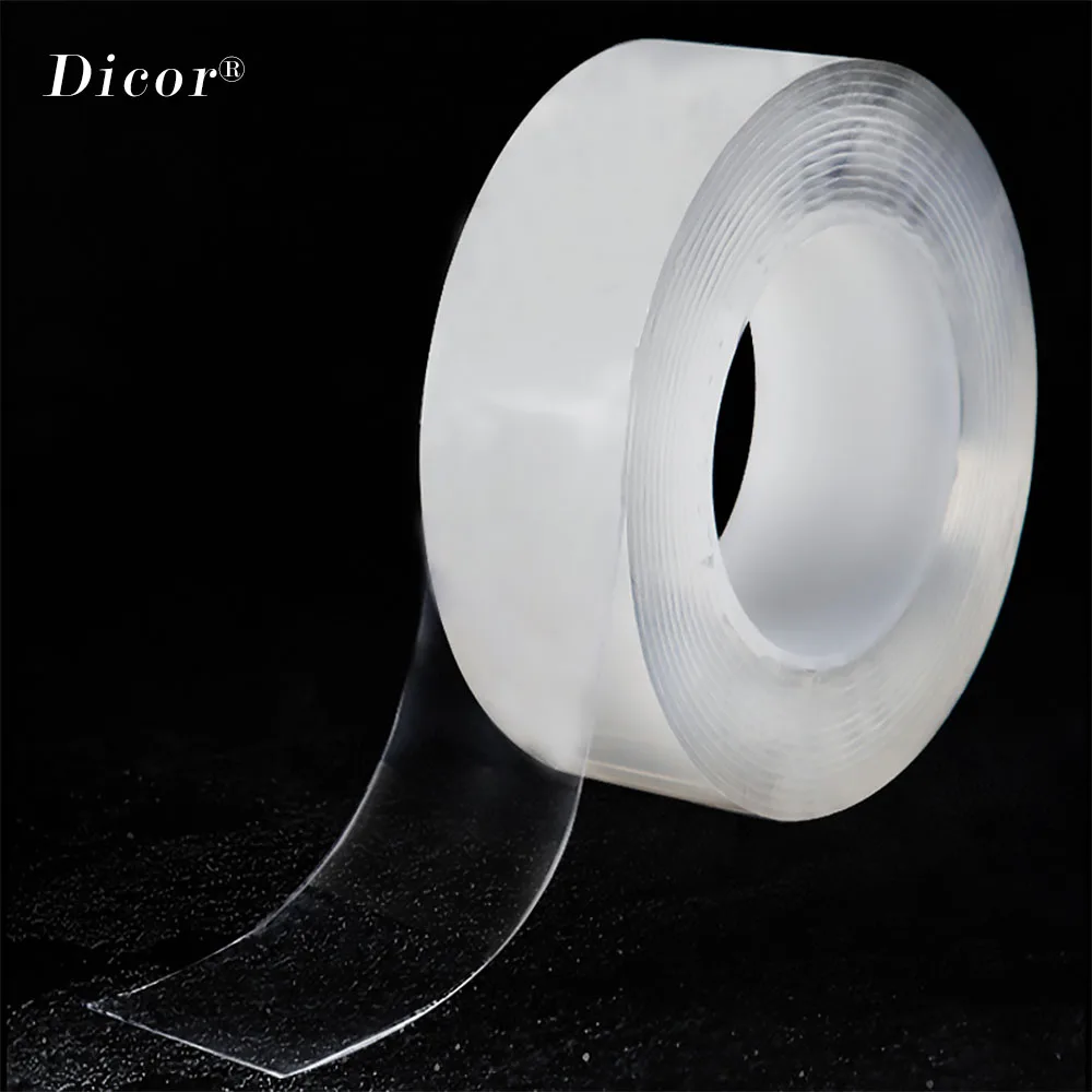 Нано Двухсторонняя клейкая лента 1000 мм прозрачная бытовая водонепроницаемая