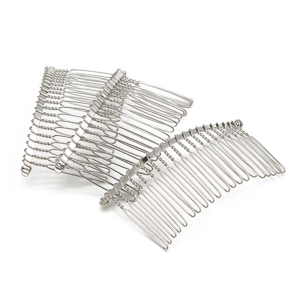 MEIBEADS 10pcs/lot DIY Hair Accessories Hair Supplies Steel Plate Inserted Comb Black Iron Silver 7.5* 3.6cm 20 Teeth UF7559