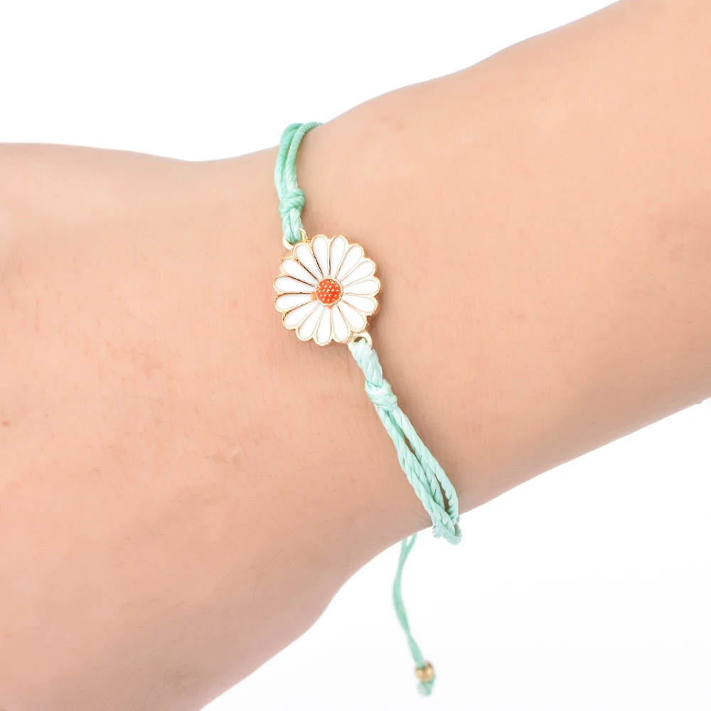Новый эмалированный очаровательный плетеный браслет в виде подсолнуха для